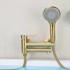 Bathtub Shower Set Wall Mounted Brushed Gold Rotatable Bathtub Faucet Bidet Faucet Bathroom Bath & Shower Mixer Tap Brass