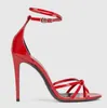 Italy Design Summer Patent Leather Sandals Shoes Strappy High Heel Gold Black Red Pumps Party Wedding Gladiator Sandalias With Box.EU35-43