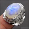 Solitaire Ring Vintage Moonstone Rings for Women smycken Finger Kvinnlig charmig presentuttalande Drop Delivery