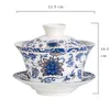 Teaware sätter stora 300 ml Bone China Gaiwan keramiska tekanna cup med tefat handmålad te skål tureens kinesiska kung fu ceremoni set l230721