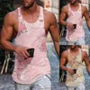 Män s tank tops sommar fitness topp bodybuilding muskel män väst träning träning underskjorta 3d karta tryckt ärmlös skjorta rosa 230721