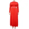 Casual Dresses 2023 Large Women's Sexy Temperament Solid Color Skirt Set With Two Pieces Of Urban Style Splicing Craft High Waist