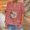 T-shirt Femme T-shirt Vintage Lettre Imprimer Manches Courtes Quotidien Week-End Basique Filles V Cou T-shirt Femme Vêtements Surdimensionné Été Tops 230724