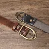 Kemerler 3.8 cm Erkekler Yüksek Kaliteli Orijinal Deri Kemer Lüks Tasarımcı Bakır Tokalı Saf İnekçisi Vintage Strap Erkek Kot pantolon