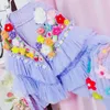 Women's Knits Chic Spring Autumn Mesh Stitching 3D Flowers Knitted Cardigan Gauze Spliced Ruffles Pearls Beaded Sweater Coat Fairy Purple