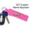 Keychains Lanyards Unique Pu Leather Custom Rhinestone Letters Name Number Key Chains Adjustable Personalized Products Car Keyring Key Holder Gifts J230724