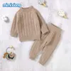 Pullover Autumn Baby Clothing Zestaw Zimowy sweter z długim rękawem+spodnie Baby Boys and Girl