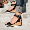 Kvinnor plus för storlek kilar höga klackar sommarskor flip flop chaussures femme plattform sandaler platm