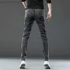 Men's Jeans High Quality Gray Jeans for Men Fashion Retro Washed Snowflake Slim Skinny Simple Male Pencil Denim Pants Streetwear L230724