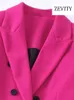 Kurtki damskie Zevity Fashion Fashion Dwuolenne płaszcz wełniany płaszcz w stylu Vintage Long Rleeve Pockets żeńska odzież wierzchnia elegancka rzut l230724