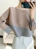 Kvinnors T -skjortor Chicever Casual Folds For Women Round Neck Long Sleeve ColorBlock Minimalist Summer Loose Pullover Shirt Kvinna