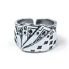 Cluster Rings Vintage Punk Straight Flush Poker Anel De Abertura Exagerado Carta De Jogo Dedo Para Homens Moda Festa Jóias Presente Entregar