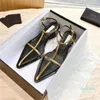 Designer sandals ladies fashion thick heel thin strap leather combination open toe pointed dress shoes buckle career beach