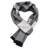 Foulards Hommes Tassel Design Long Plaid Double-face Twill Scarf