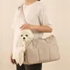 Köpek Taşıyıcı Sap çantalarla tasarlanmış bej taşınabilir evcil hayvan paketi büyük çanta kapasitesi Yumuşak Out crossbody omuz pamuk