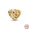 Ciondolo Pandora in argento sterling di alta qualità scintillante perline a forma di cuore quadrato orizzontale a forma di cuore adatto per braccialetti da donna accessori per collana ciondolo alla moda