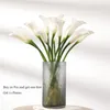 Fiori decorativi 5 pezzi Curl Calla Lily PU Vaso di fiori artificiali Decorazione della tavola di casa Sentire la disposizione del matrimonio falso