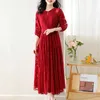 Casual Dresses Women Clothes For Summer 2023 Long Dress Vintage Chiffon O-Neck Blue Floral Boho Eleganti Evening Korean