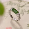 Cluster Rings Botoho 925 Silver Sterling Silver Natural Jasper Anel aberto Feminino Hollow Craft Green Jade Classic Trendy Fine Jewel Party Gift