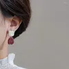 Boucles d'oreilles pendantes français Vintage irrégulière géométrique rouge pour les femmes 2023 tendance mode coquille bijoux