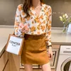 Vrouwen Blouses Groothandel 2023 Lente Zomer Herfst Mode Casual Chiffon Vrouwen Shirt Vrouw Vrouwelijke OL Dichtgeknoopt Vy1328