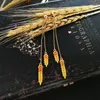 Kolczyki Dangle Vanssey Vintage Fashion Jewelrry Ear of Wheat Orange Emalid Austriacka Rhinestone Long Tassel Party Akcesoria dla kobiet