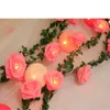 Decorative Flowers Home Decor Artificial Rose Christmas Decoration Roses Vine Garden Ornaments Simulated Cane LED Lights Holiday Gift