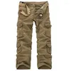 Men's Pants 4 Color 2023 Arrival Mens Fashion Military Multi Pocket Cargo Casual Straight Long Baggy Combat Trousers Large Size