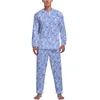 Men's Sleepwear Rose Print Pajamas Men Yellow And Green Retro Nightwear Daily Long Sleeve 2 Piece Casual Custom Pajama Sets