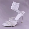Sandalen 2023 Frühling / Sommer Wasser Diamant Juwel Handgelenk umwickelt Schlangenförmige High Heel Sexy Großer Schuh Mädchen Frauen