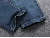 Mäns jeans Mens High Street Dark Blue Skinny Hole Denim Pants Dressed Asian Size L230724