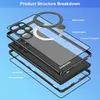 Étui de support de voiture en métal pour Samsung Galaxy S23 S22 Ultra 360 Protection de caméra plein écran Rotation Kickstand Chargement Aimant Cas