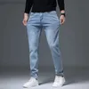 Herren Jeans Herbst Herren Vintage Stretch Jeans Hellblaue Baumwolle Kleine Gerade Business Korea Denim Hosen Männliche Marke Plus Größe 28-40 L230724