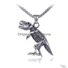 Pendant Necklaces Ancient Sier Dinosaur Necklace Celtic Skl Stainless Steel Chain Man Hiphop Fashion Fine Jewelry Drop Delivery Pendan Dh9Xw