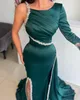 Dubai Arabic Emerald Green Plus Size Mermaid aftonklänningar Långt för kvinnor One Shoulder Crystals Birthday Prom Celebrity Pageant Formal Eccase Party Gowns