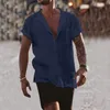 T-shirts pour hommes Solid Beach Cardigan Loose Short Sleeve Pocket Simple Casual Shirt With For Men