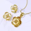 Halskette Ohrringe Set Italien Opal Gold Farbe für Frau Blumenform Anhänger Hochzeit Party Geschenk