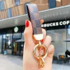 2023 Luxury Men's midje Buckle Leather Presbyopia Keychain Pendant Car Key Chain Ring Fashion Par Creative Gift G1019