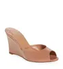 Lyxröd ensamskor sommarsandal me dolly zeppa 85 mm mules patent läder kil sandaler namn designer lady casual heel