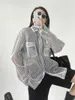 Kvinnors blusar Kvinnor Män Harajuku Mesh Top Shirt Punk Casual överdimensionerade All Match Blouse Streetwear Goth Vintage Korean Blusa 2023