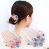 Hair Clips Exquisite Bridal Jewelry Crystal Ladies Rhinestone Flower Bun Clip Five-tooth Comb Handmade Gift