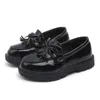 Кроссовки девушки черные платья кожаная обувь детская свадьба патентная кожа детская школа оксфордская обувь Flat Fashion Rubber A568 230721