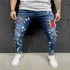 Hommes hommes Slim-Fit déchiré mâle jean peint mode Patch mendiant pantalon Jumbo hommes crayon Hip Hop goutte YHRX L230724