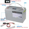 12V 100AH ​​200AH LIFEPO4 Batteri med Bluetooth BMS 10A Charger Waterproof Case LCD Display