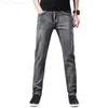 Jeans grigi classici da uomo primavera estate elasticizzati elasticizzati sottili da lavoro stile casual L230724