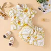 Clothing Sets 336 Months Short Sleeve Blouse and Shorts Summer Outfit Toddler Infant Clothing Set Kids Wear Ootd For born Baby Boy 230721