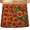 Fleurs décoratives 1 Set Simulé Rose Pas d'arrosage Réaliste Saint Valentin Présent 25 Couleurs Bloquées Faux Roses Avec Boîte Fourniture De Fête