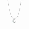 2023 Europeiska och amerikanska retro S925 Sterling Silver Moon inlaid Moonstone Pendant Necklace Women's Fashion Jewelry