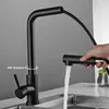 Robinets de cuisine robinet d'évier extractible 2 fonctions buse de pulvérisateur robinet Rotation montage sur pont mélangeur d'eau froide en acier inoxydable pour