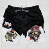 Yujiro Baki Hanma Men's Anime Gym Shorts 2 in 1 double deck Quick Dry Sport Shorts Pitness Pants Short